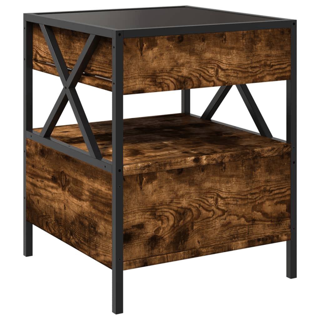 Coffee table with Infinity LED lights, smoke, 40x40x51cm