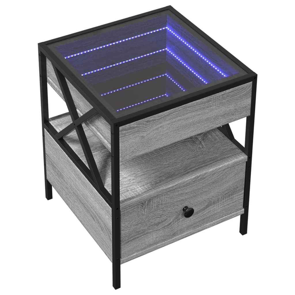 Kafijas galdiņš ar Infinity LED gaismām, pelēks, 40x40x51cm