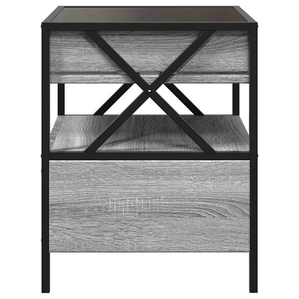 Kavos staliukas su Infinity LED lemputėmis, pilkas, 40x40x51cm