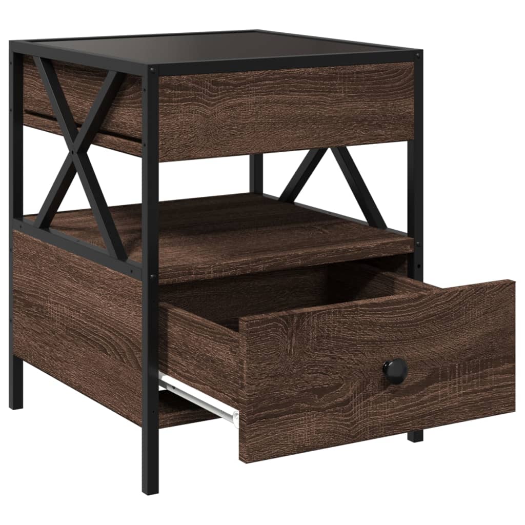 Coffee Table with Infinity LED Lights, Brown, 40x40x51cm