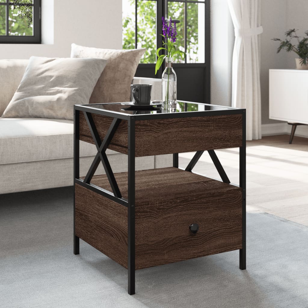 Coffee Table with Infinity LED Lights, Brown, 40x40x51cm
