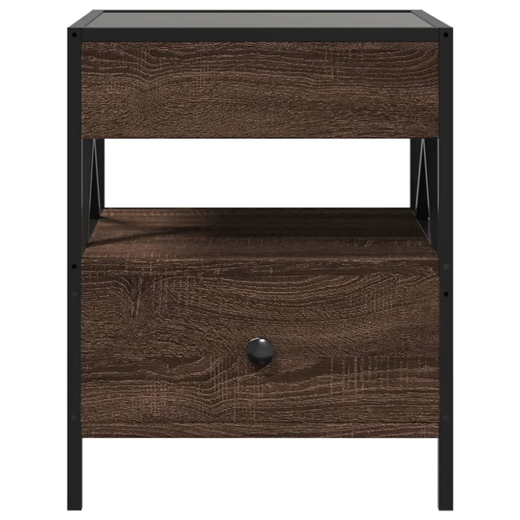 Coffee Table with Infinity LED Lights, Brown, 40x40x51cm