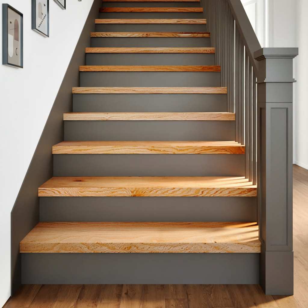 Stair treads, 8 pcs, light brown, solid oak