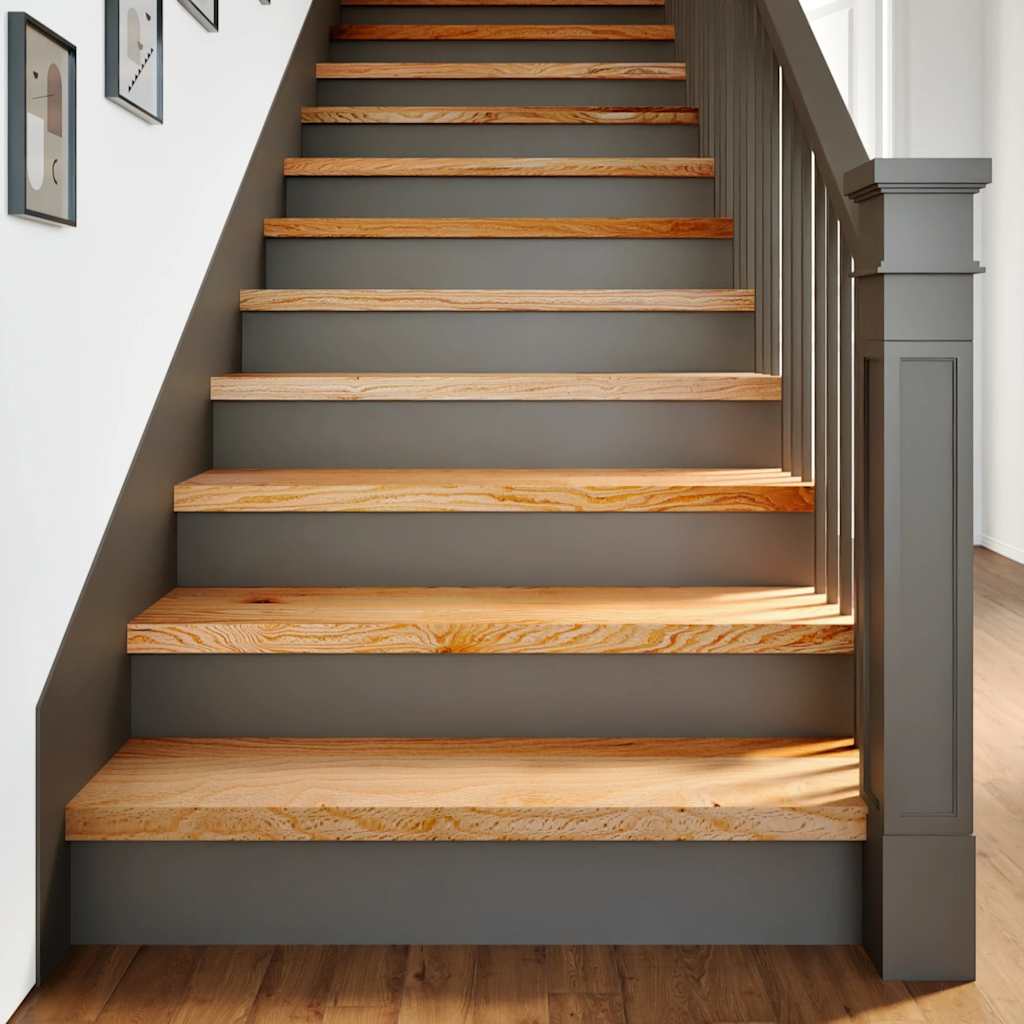 Stair treads, 8 pcs, light brown, solid oak