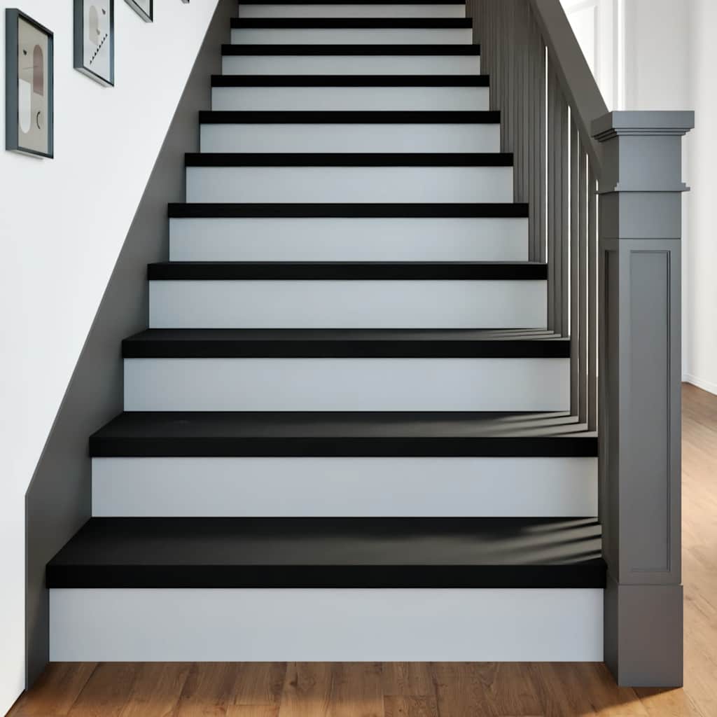 Stair treads, 20 pcs, dark brown, solid oak wood