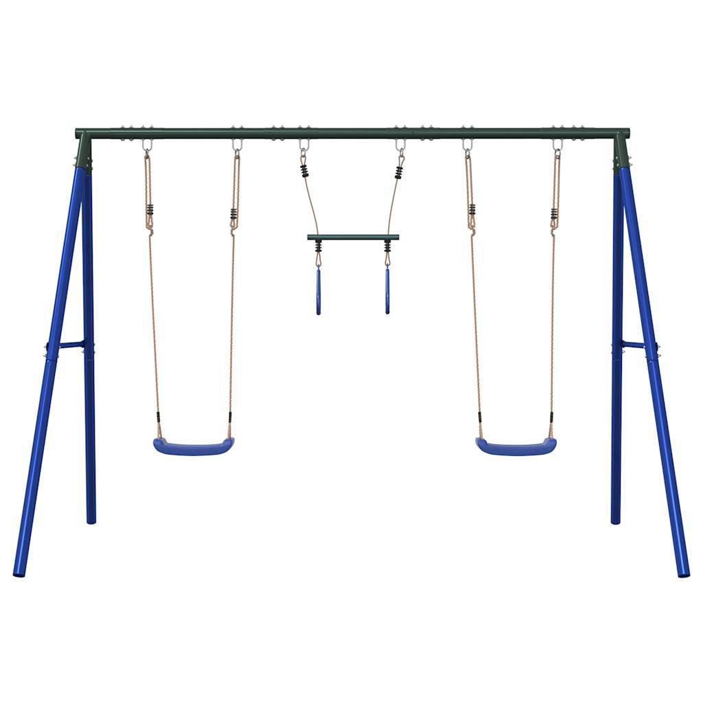 Outdoor swing set with swings and trapeze