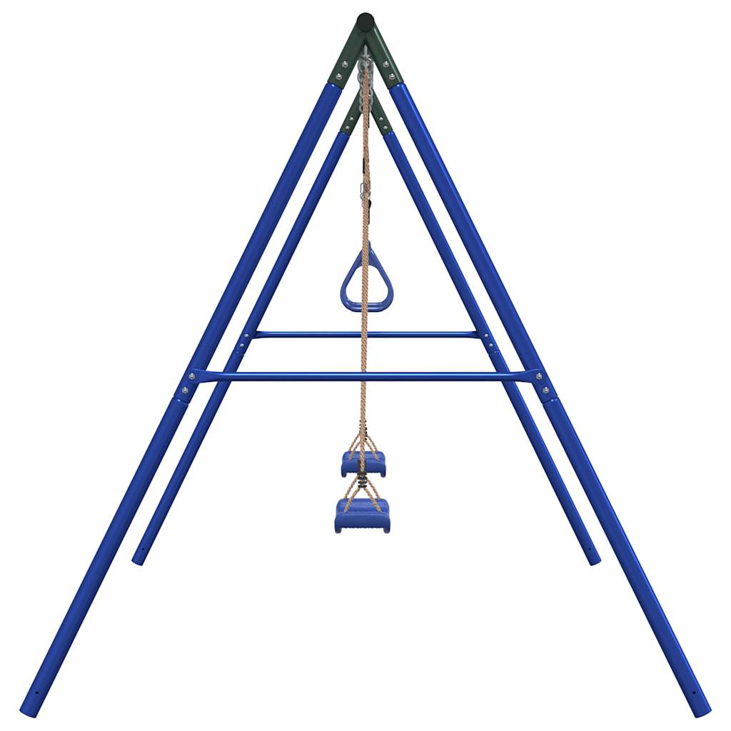 Outdoor swing set with swings and trapeze