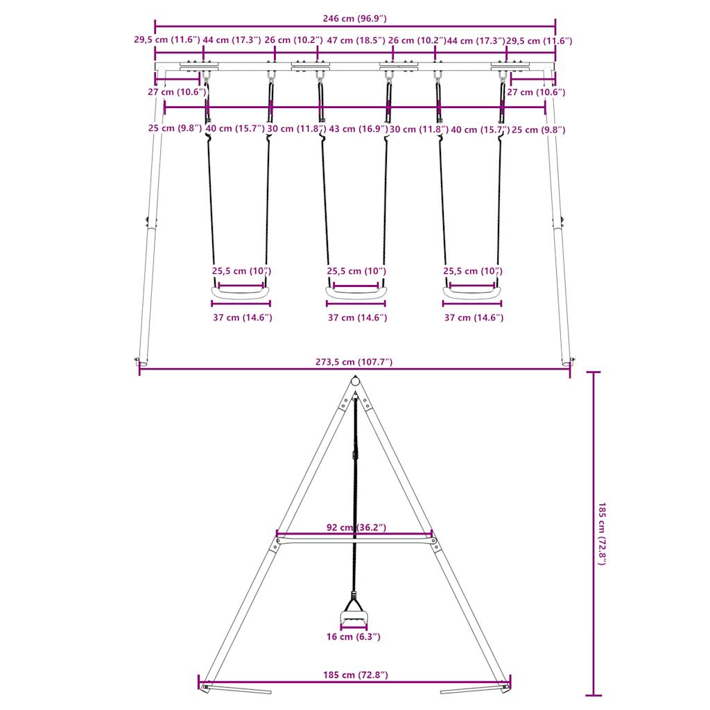 Outdoor swing set with 3 swings