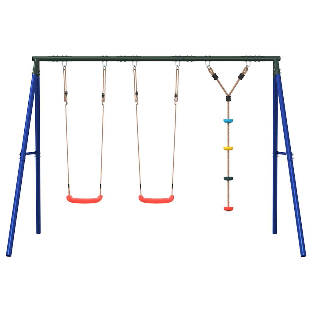 Outdoor swing set with a swing and a disc swing
