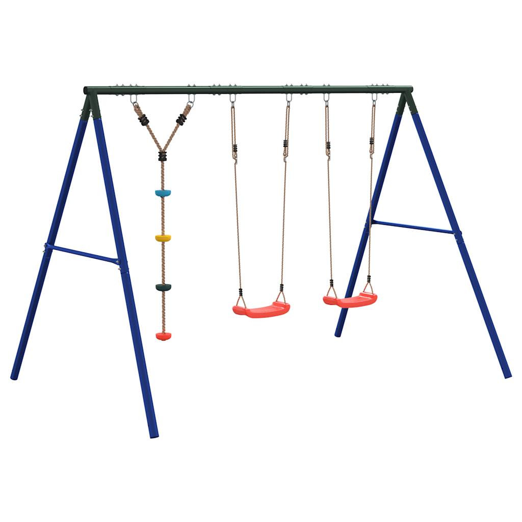 Outdoor swing set with a swing and a disc swing