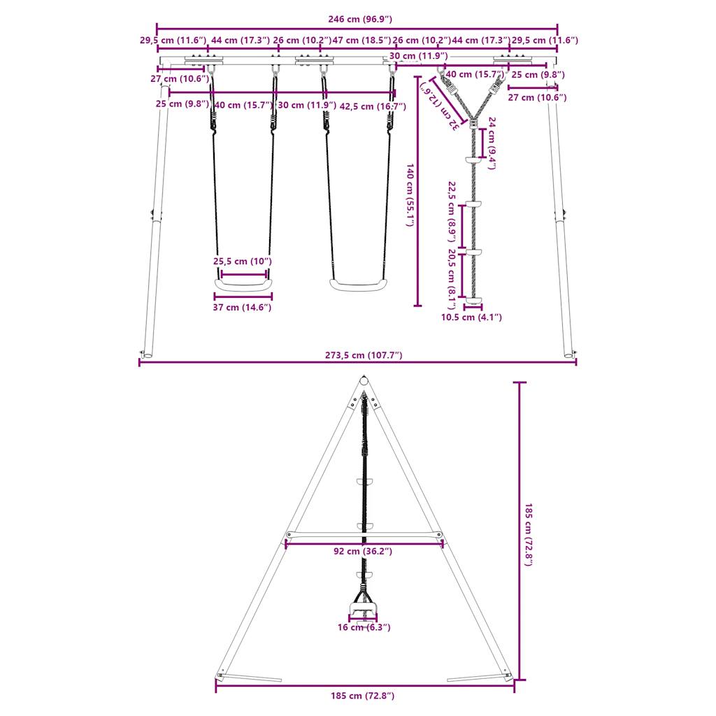 Outdoor swing set with a swing and a disc swing