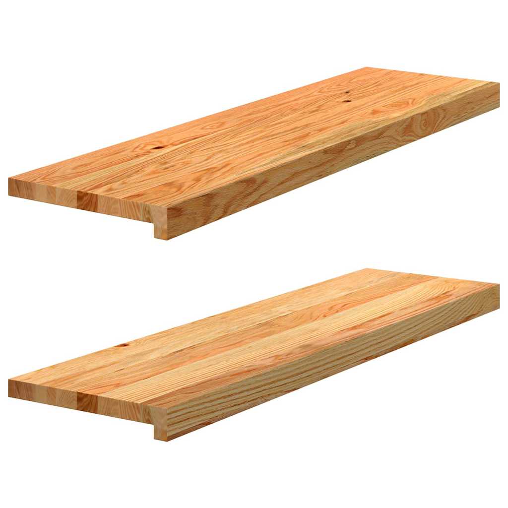Stair treads, 2 pcs., light brown, solid oak wood