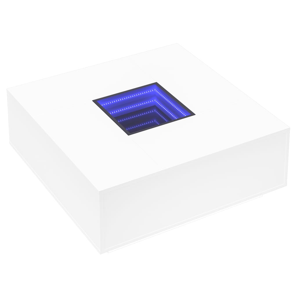 Kafijas galdiņš ar Infinity LED, balts, 100x100x40cm