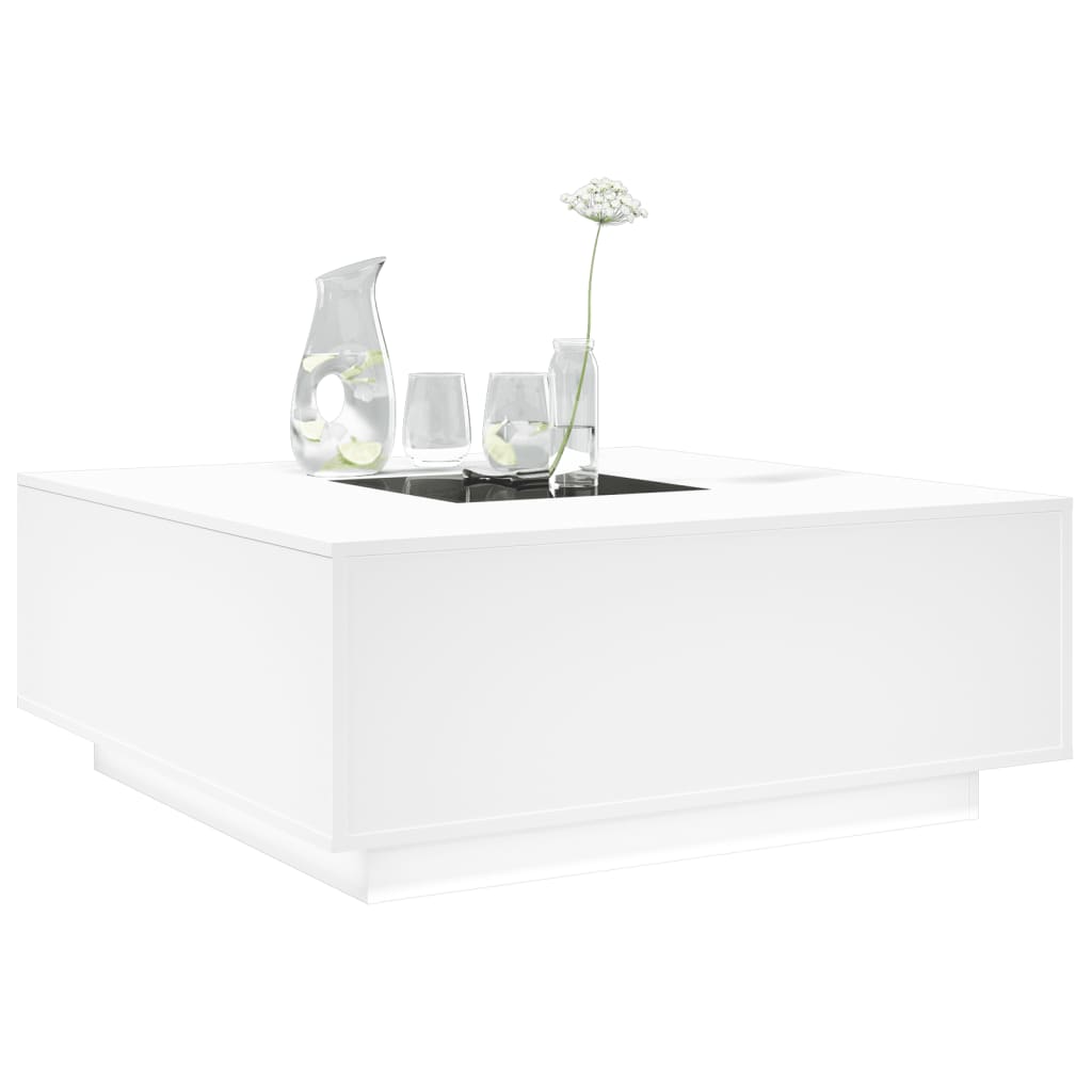 Kafijas galdiņš ar Infinity LED, balts, 100x100x40cm