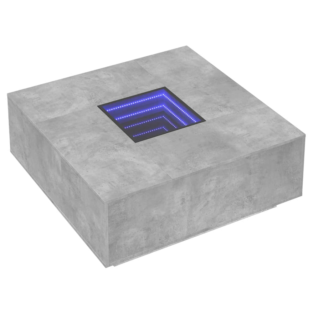 Kavos staliukas su Infinity LED, betono, 100x100x40cm