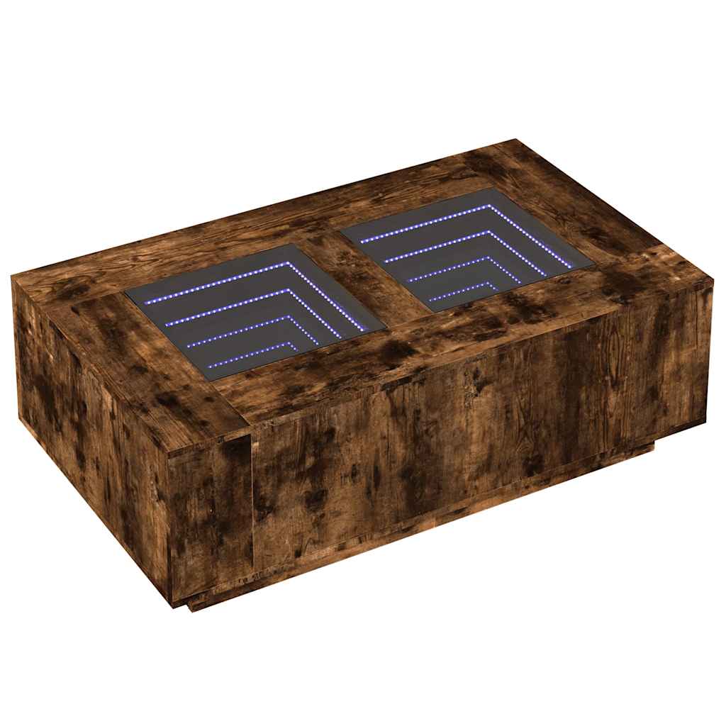 Coffee Table with Infinity LED, Smoked Oak, 116x69x40cm