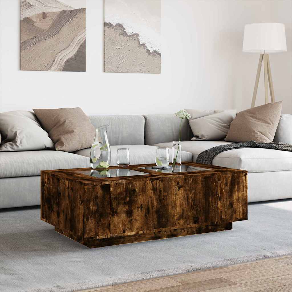 Coffee Table with Infinity LED, Smoked Oak, 116x69x40cm