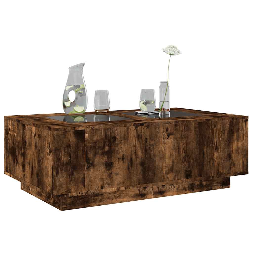 Coffee Table with Infinity LED, Smoked Oak, 116x69x40cm