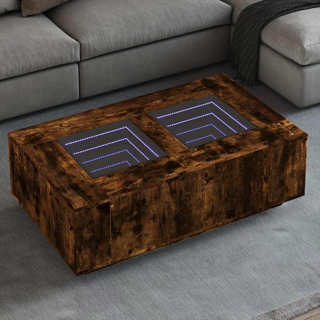 Coffee Table with Infinity LED, Smoked Oak, 116x69x40cm