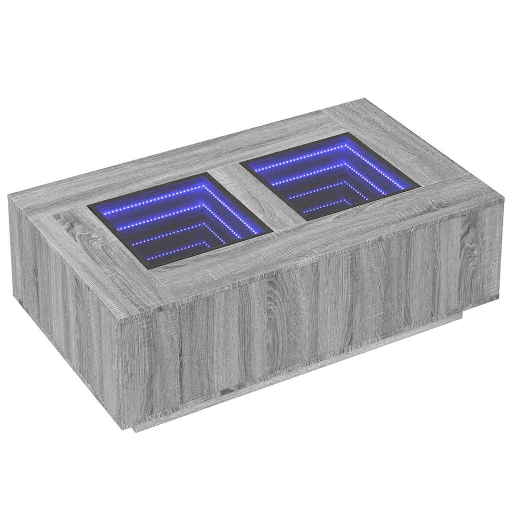 Coffee table with Infinity LED, gray oak, 116x69x40cm