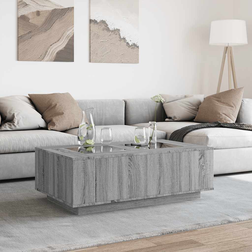 Coffee table with Infinity LED, gray oak, 116x69x40cm