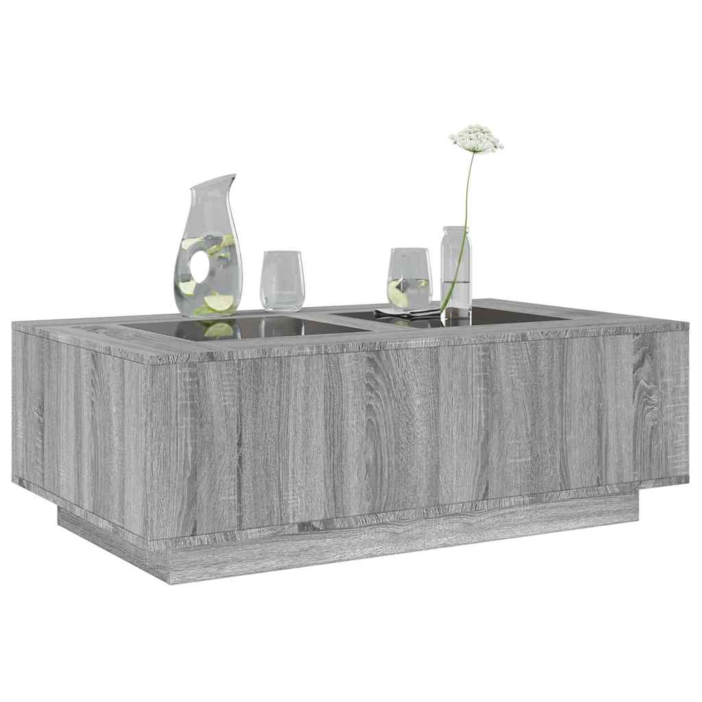 Coffee table with Infinity LED, gray oak, 116x69x40cm