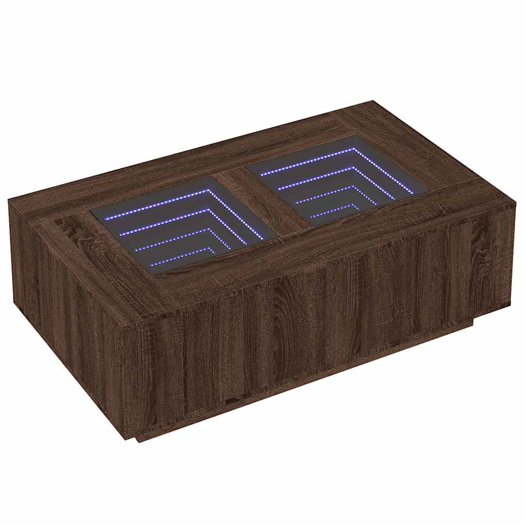 Kavos staliukas su Infinity LED, rudas ąžuolo, 116x69x40cm