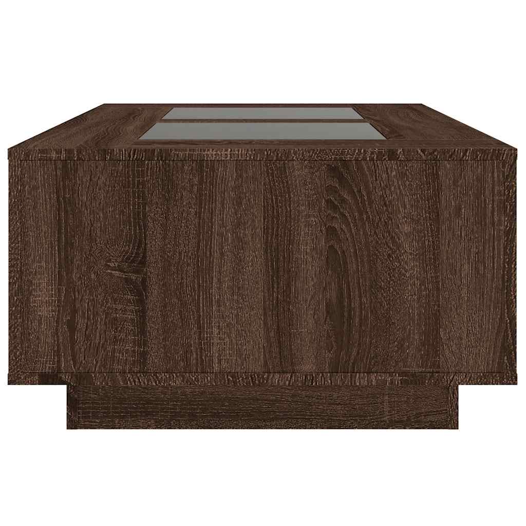 Kavos staliukas su Infinity LED, rudas ąžuolo, 116x69x40cm