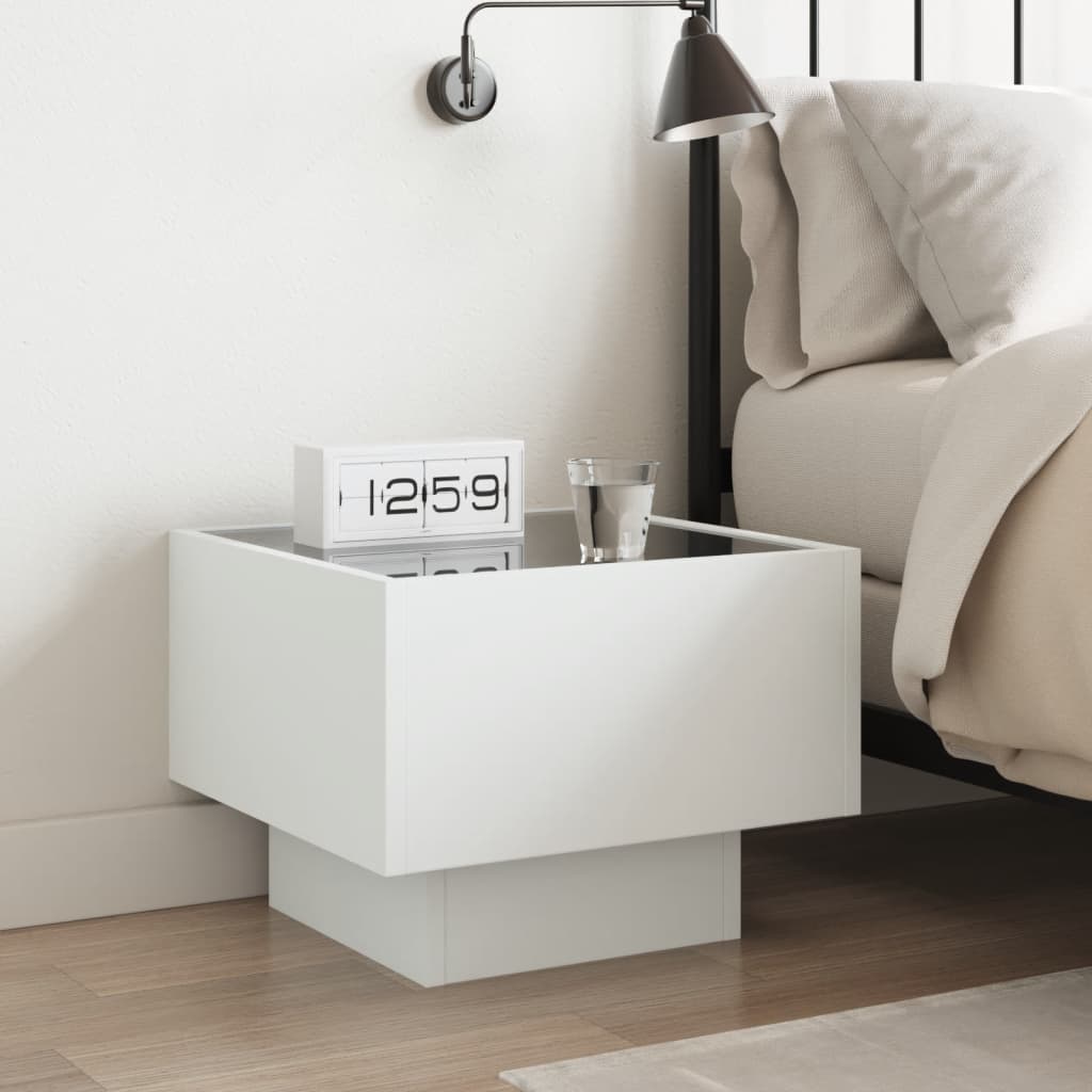 Nightstand with Infinity LED, white, 40x40x30cm