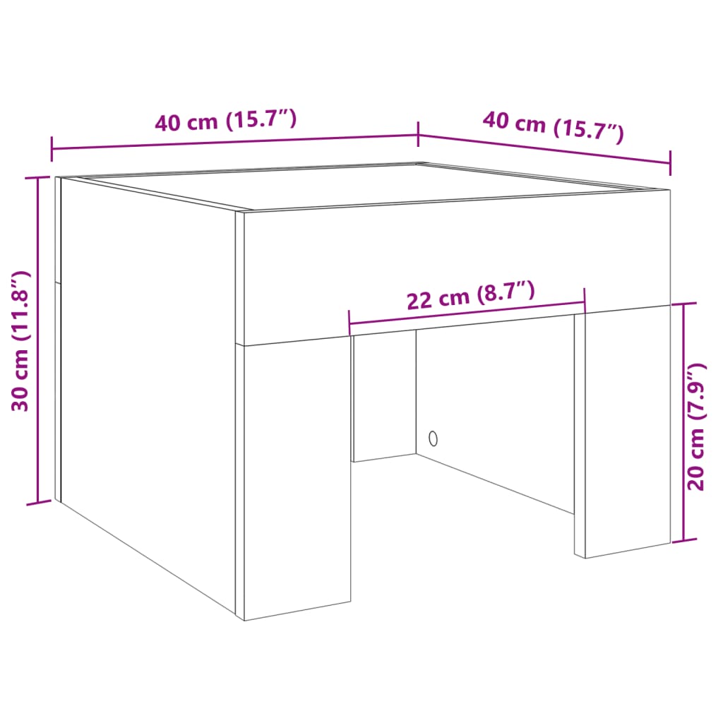 Naktsskapītis ar Infinity LED apgaismojumu, ozols, 40x40x30cm
