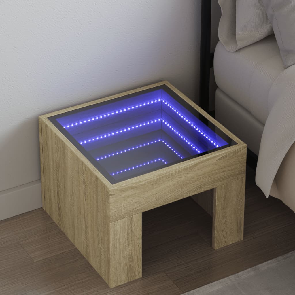 Naktsskapītis ar Infinity LED apgaismojumu, ozols, 40x40x30cm