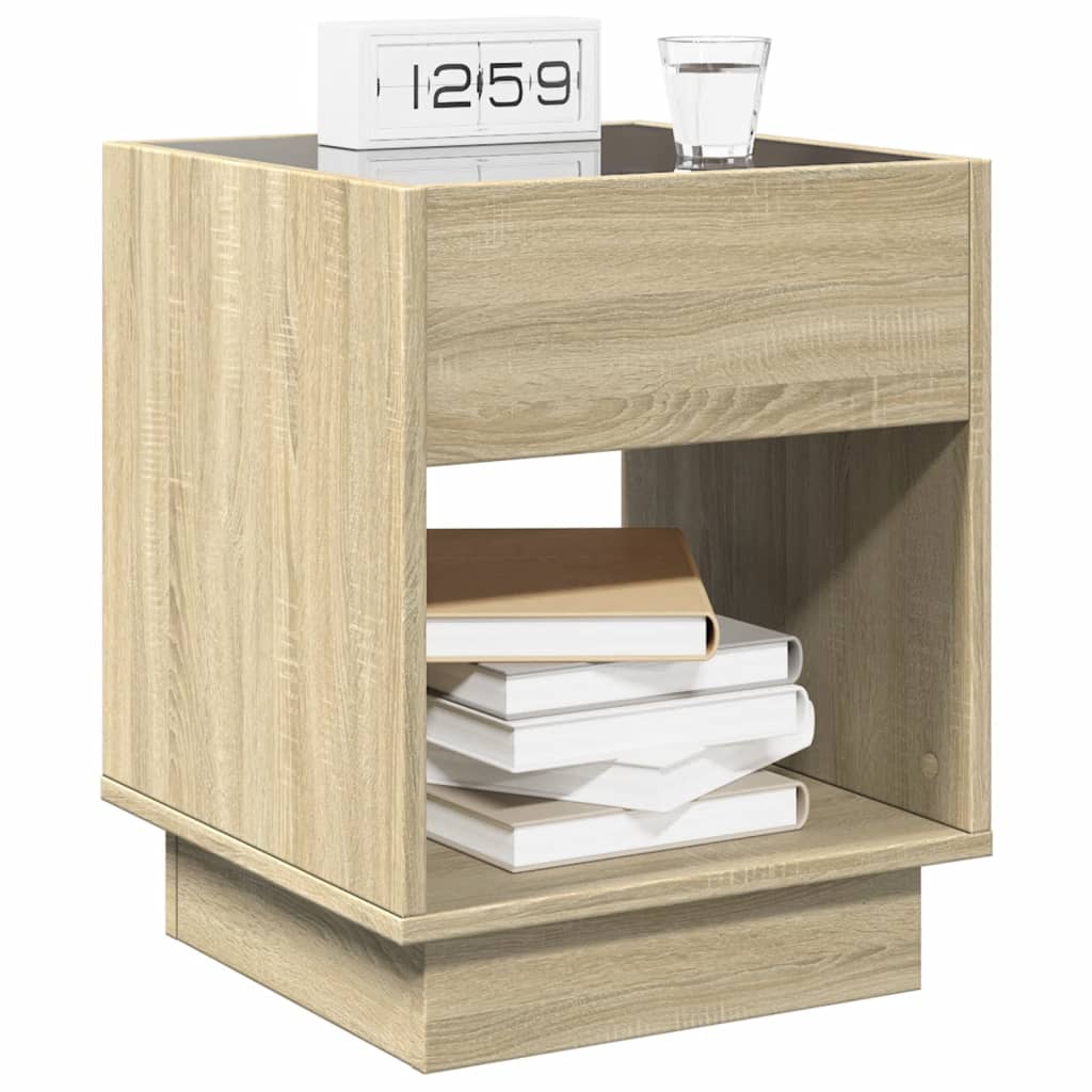 Nightstand with Infinity LED, oak, 40x40x50cm