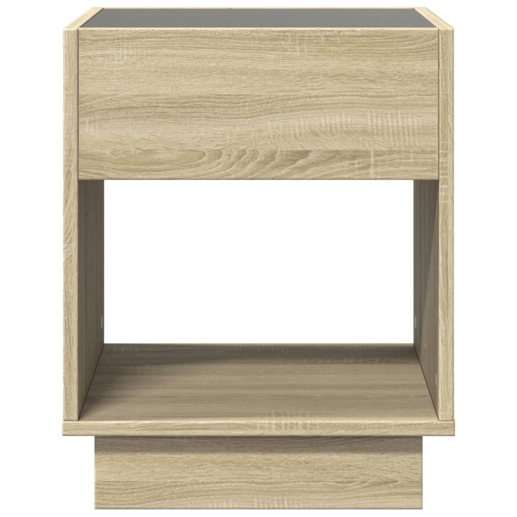 Nightstand with Infinity LED, oak, 40x40x50cm