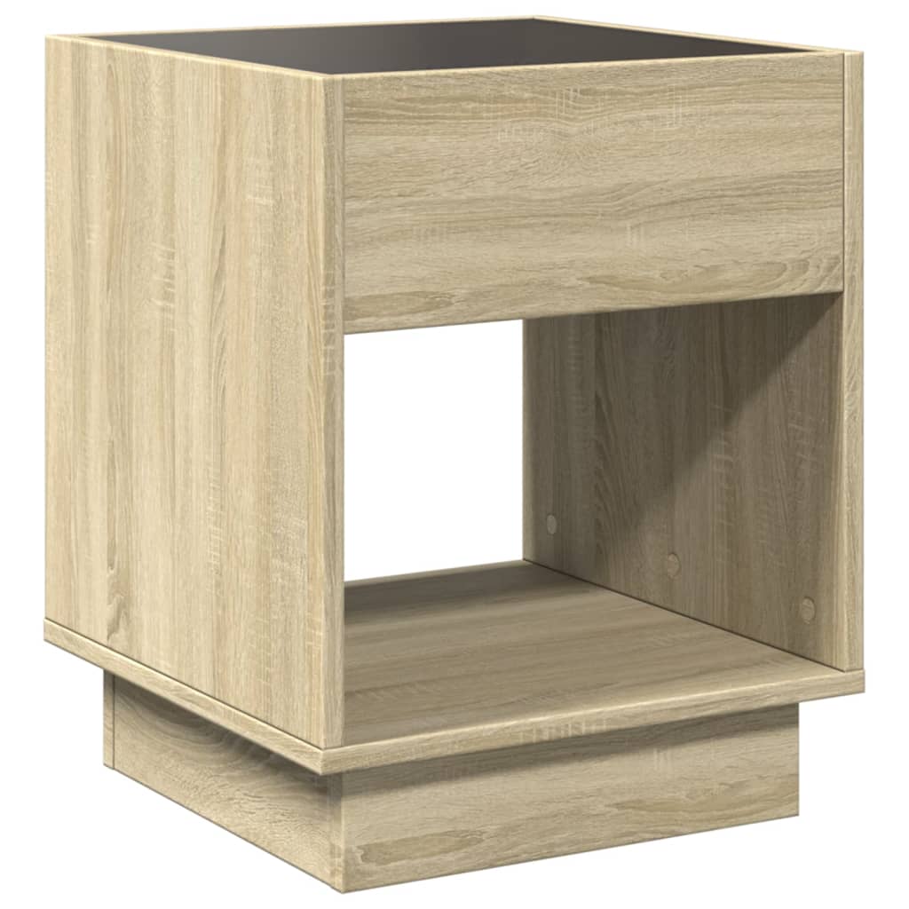 Nightstand with Infinity LED, oak, 40x40x50cm