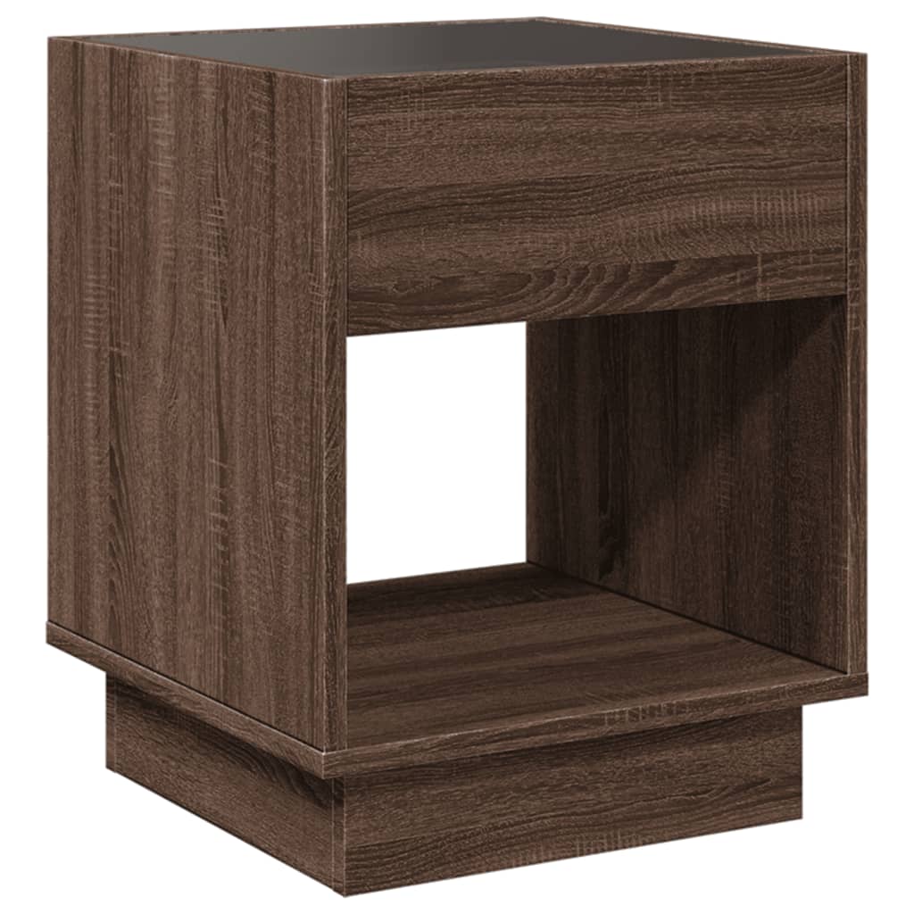 Bedside table with Infinity LED, brown oak, 40x40x50cm