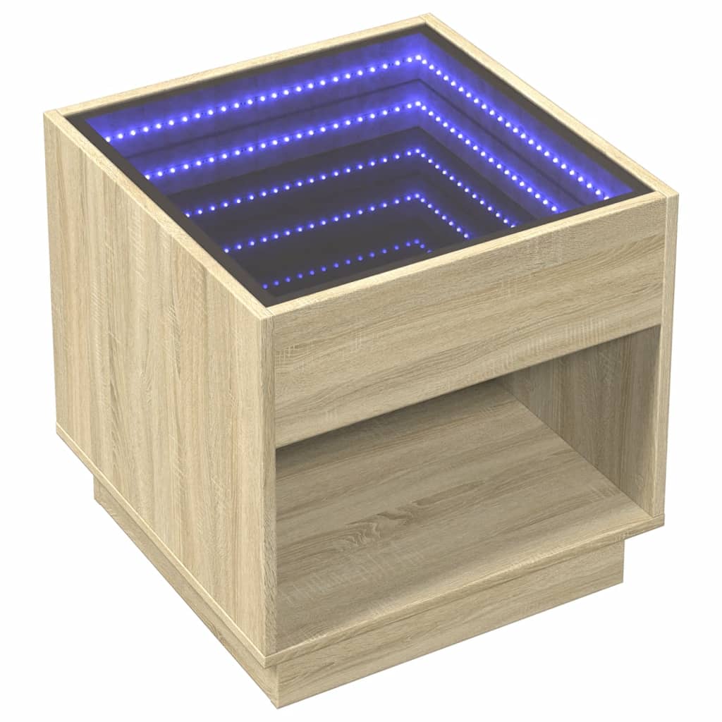 Naktsskapītis ar Infinity LED, ozolkoks, 50x50x50cm