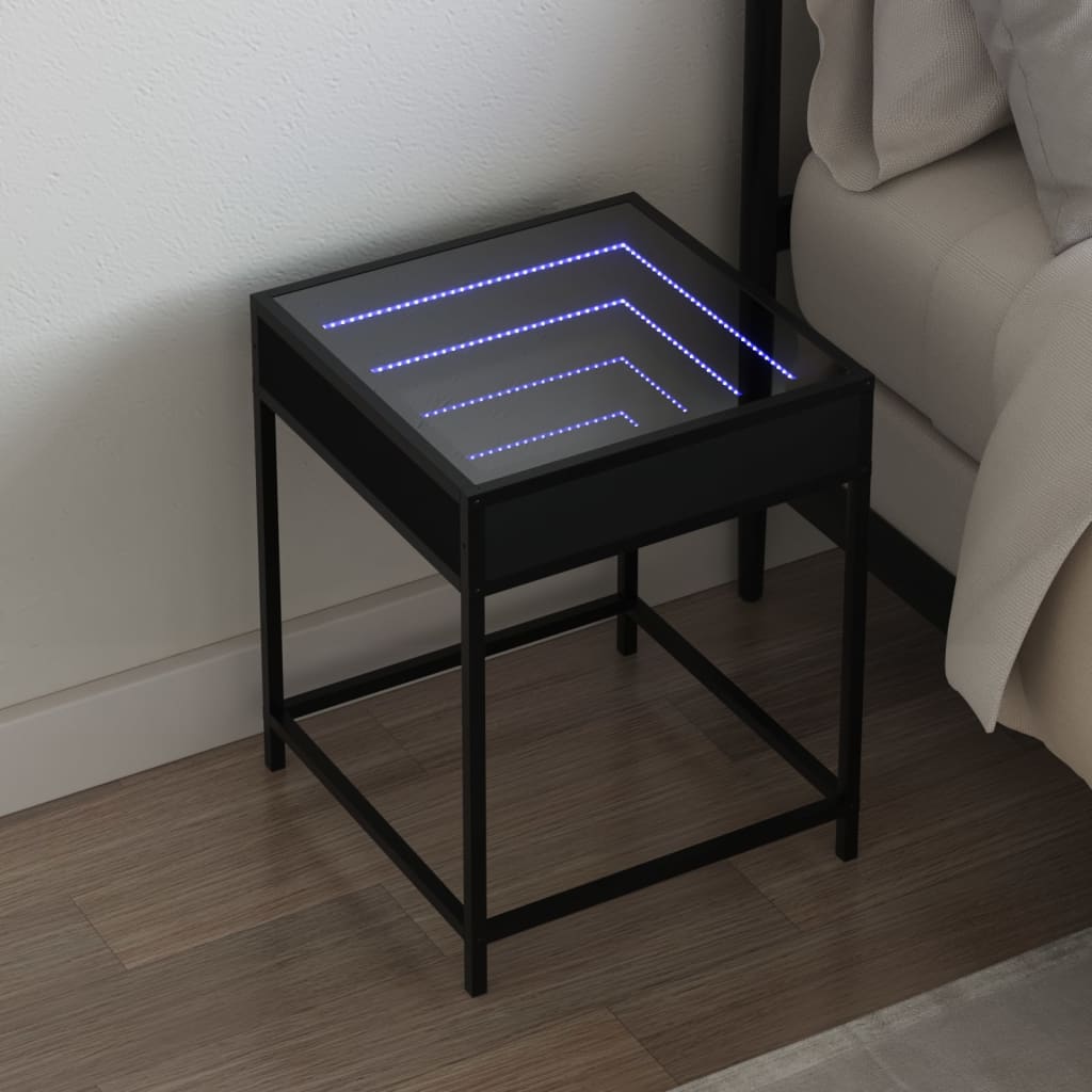 Naktsskapītis ar Infinity LED, melns, 40x40x51cm