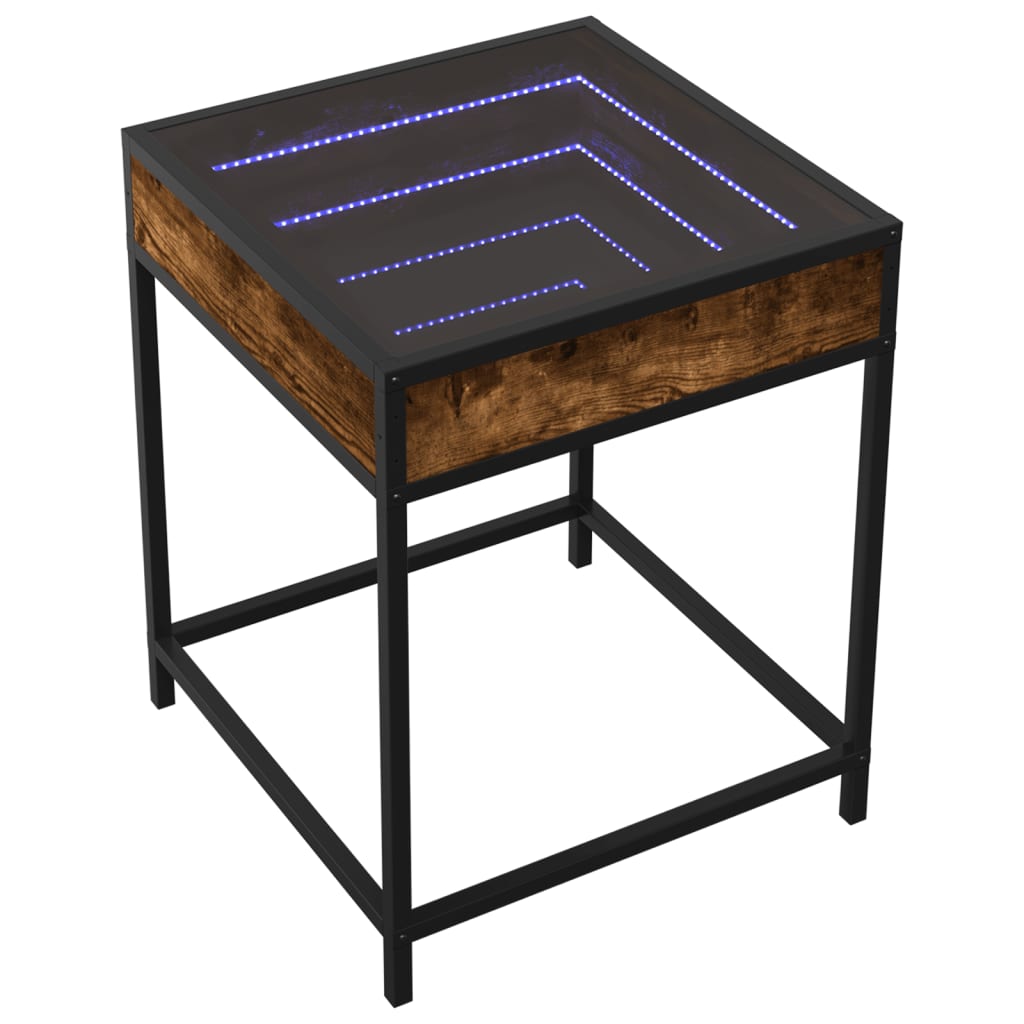 Bedside table with Infinity LED, smoked oak, 40x40x51cm