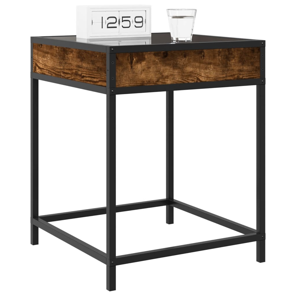 Bedside table with Infinity LED, smoked oak, 40x40x51cm