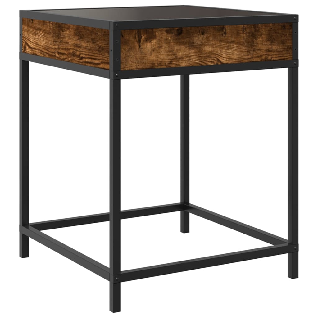 Bedside table with Infinity LED, smoked oak, 40x40x51cm