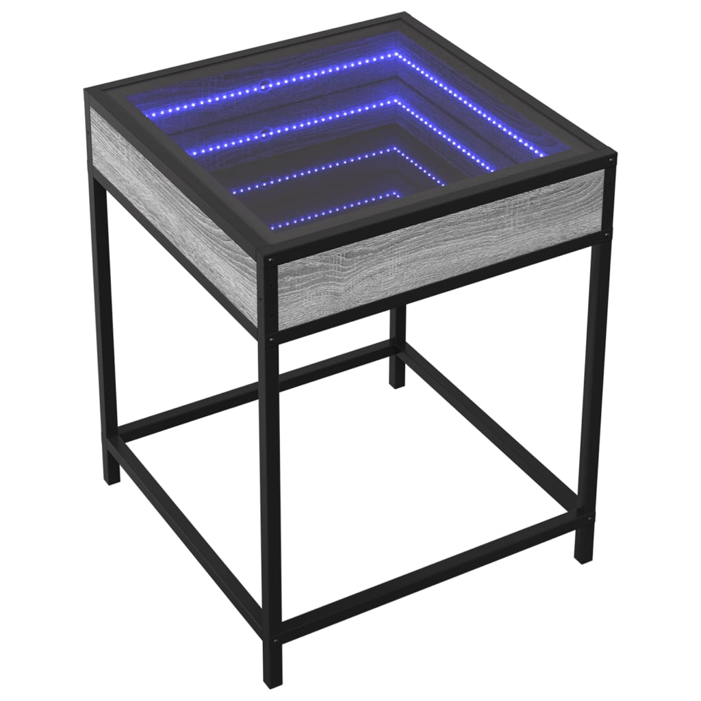 Nightstand with Infinity LED, grey oak, 40x40x51cm
