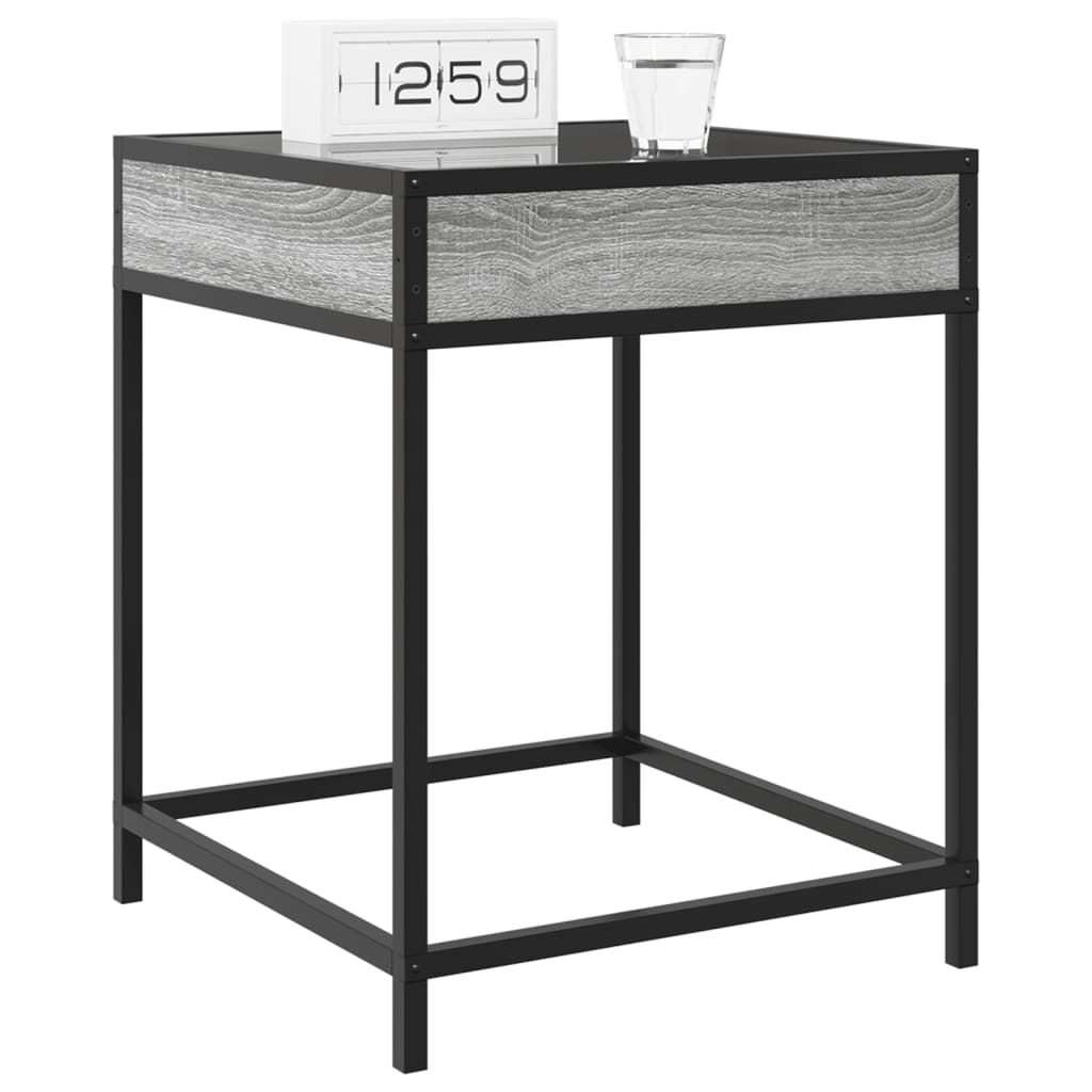 Nightstand with Infinity LED, grey oak, 40x40x51cm