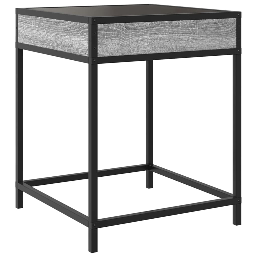 Nightstand with Infinity LED, grey oak, 40x40x51cm