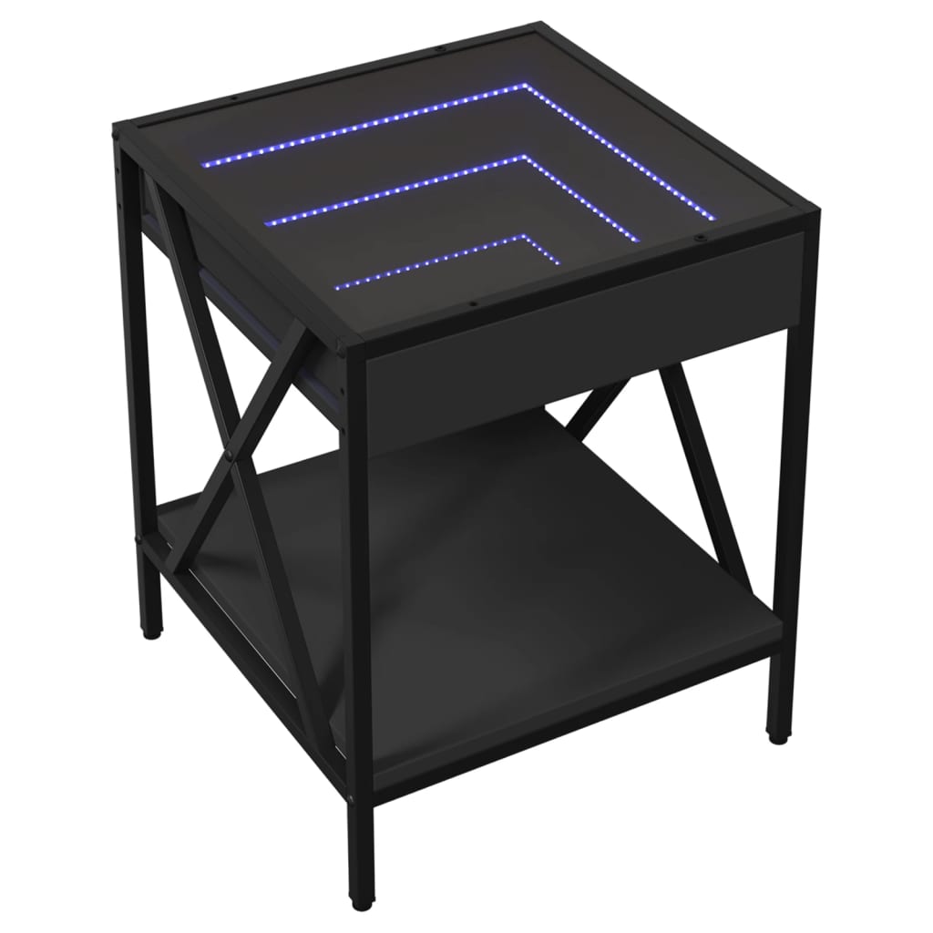 Naktsskapītis ar Infinity LED, melns, 40x40x49cm