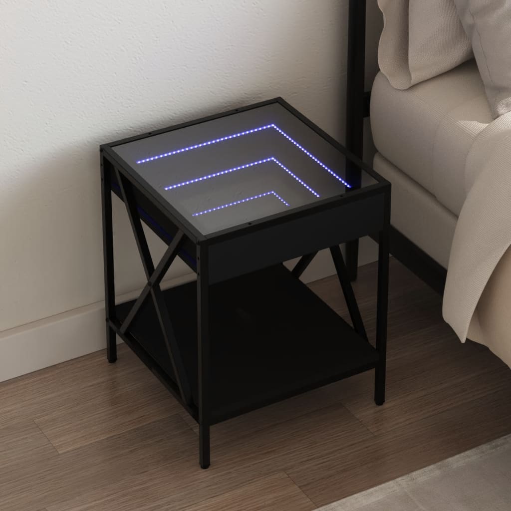 Naktsskapītis ar Infinity LED, melns, 40x40x49cm
