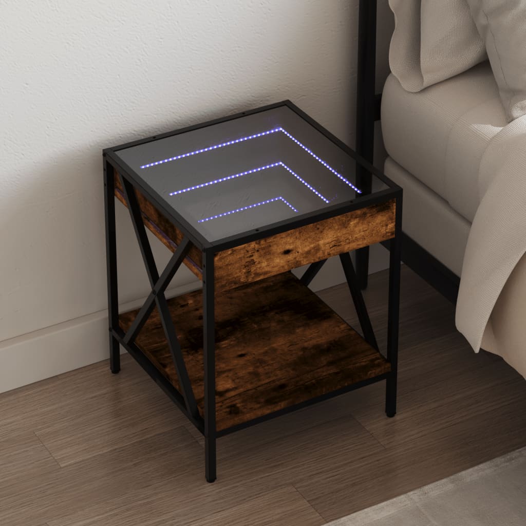 Naktsskapītis ar Infinity LED, dūmu ozols, 40x40x49cm