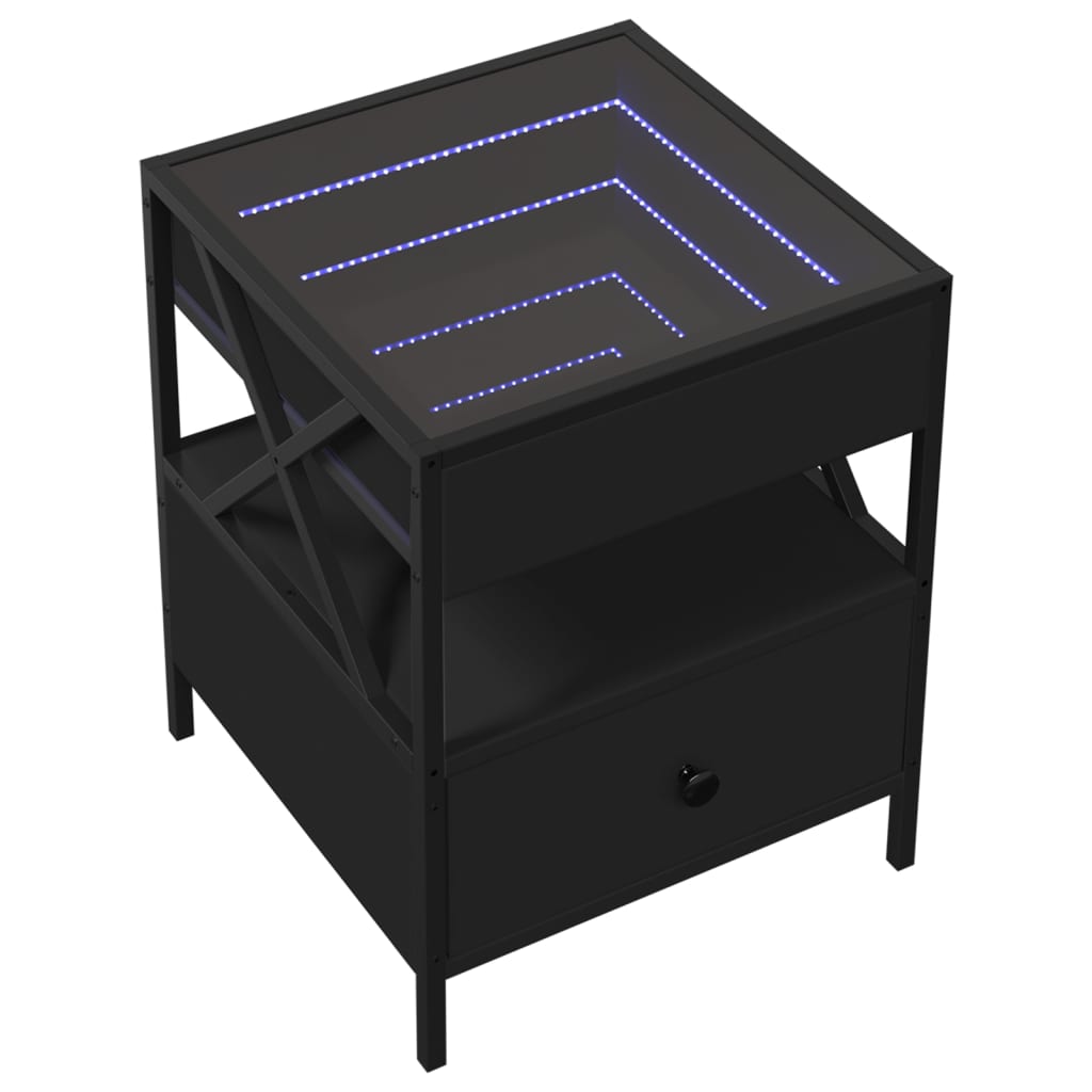 Infinity LED Bedside Table, black, 40x40x51cm