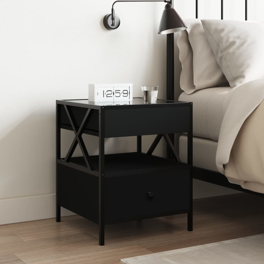 Infinity LED Bedside Table, black, 40x40x51cm