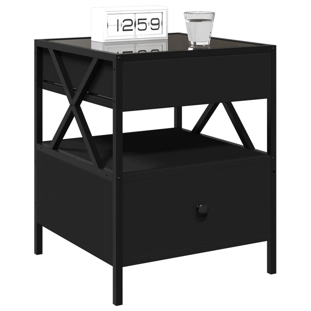 Infinity LED Bedside Table, black, 40x40x51cm