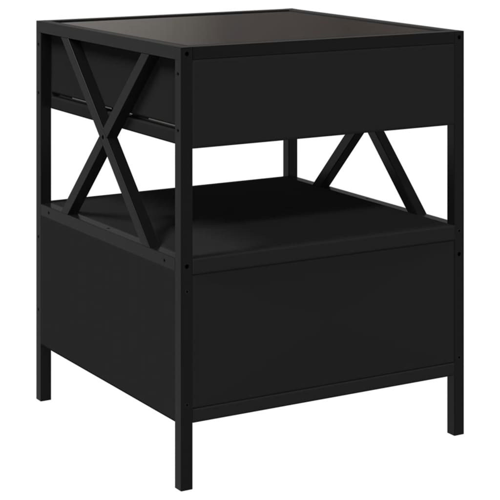 Infinity LED Bedside Table, black, 40x40x51cm